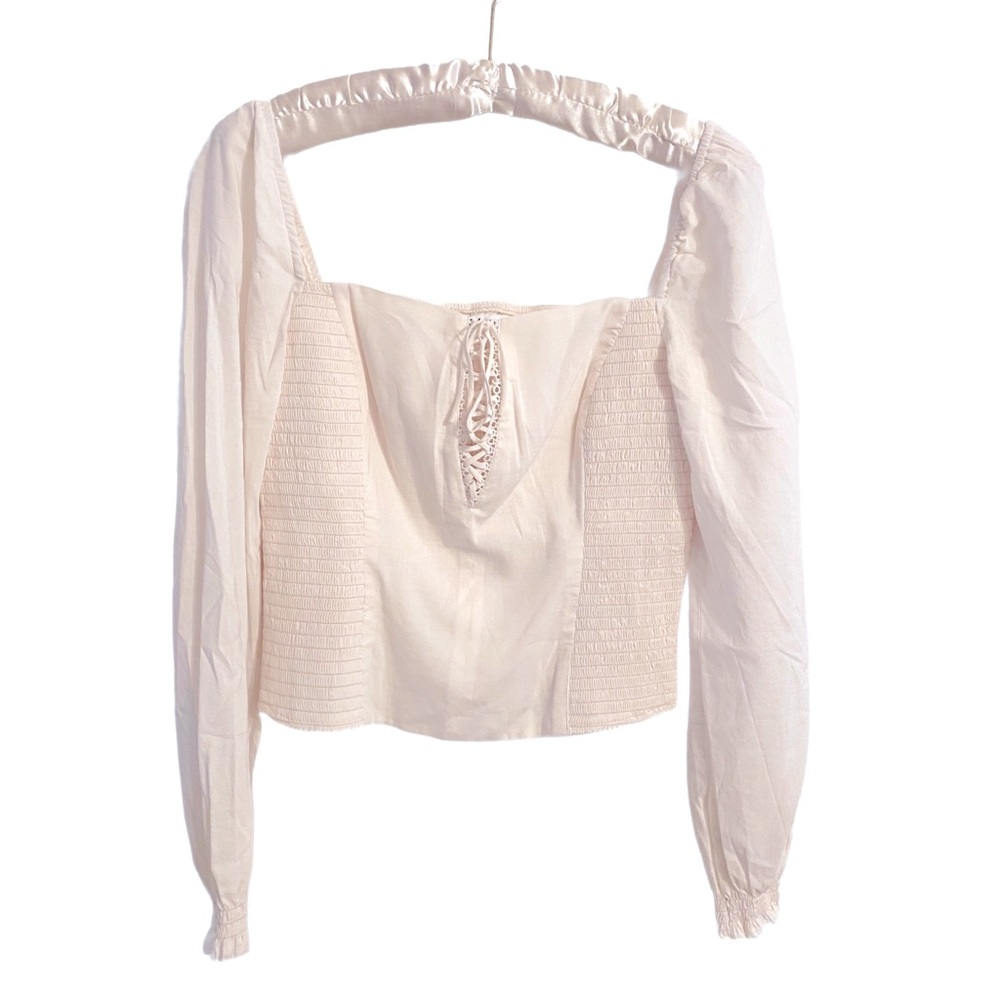Reformation Nola Cotton Top, Cream Lace Up French Size 6 NWOT
